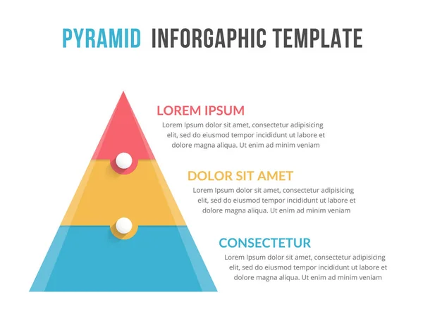 Піраміда Трьома Елементами Місцем Тексту Інфографічний Шаблон Інтернету Бізнесу Презентацій — стоковий вектор