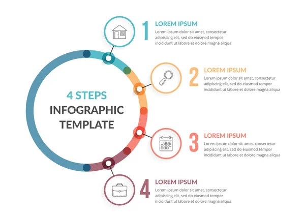 Diagram Template Four Steps Options Workflow Process Chart Infographic Template — 图库矢量图片