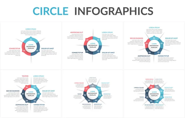 Set Von Kreisdiagramm Vorlagen Und Elemente Kreis Infografiken Vektor Eps10 — Stockvektor