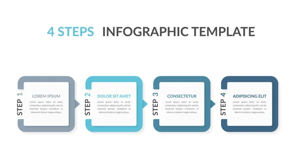 Infographic Template Four Elements Numbers Place Your Text Workflow Process — Vetor de Stock