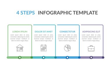 Dört unsurlu bilgi şablonu, iş akışı, işlem şeması, adımlar veya seçenekler, vektör eps10 illüstrasyon