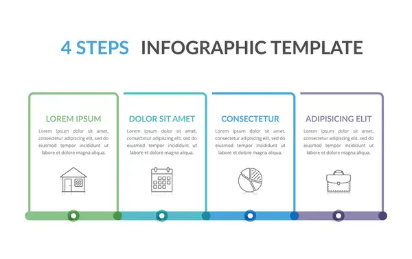Infographic Template Four Elements Workflow Process Chart Steps Options Vector — 图库矢量图片