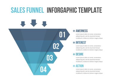 Funnel diagram with 4 elements, infographic template for web, business, presentations, vector eps10 illustration