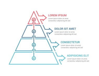 Metnin için dört elementi ve yeri olan piramit, web, iş, sunumlar, vektör eps10 illüstrasyonu için bilgi şablonu