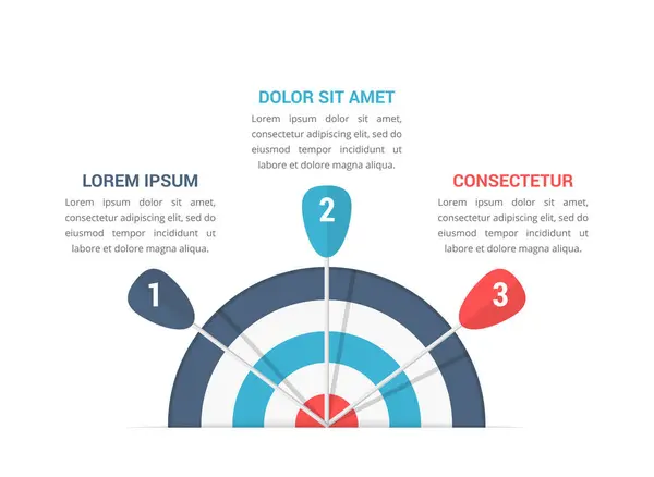 Cél Három Nyíl Három Lépés Cél Infografika Sablon Vektor Eps10 — Stock Vector