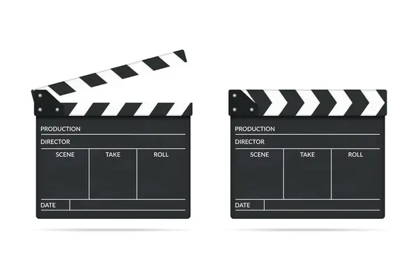 Open Closed Clapper Boards White Background Vector Eps10 Illustration — Stock Vector