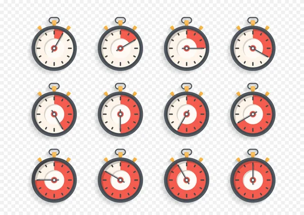 Χρονόμετρο Διαφορετικό Χρόνο Επίπεδη Σχεδίαση Διάνυσμα Eps10 Εικονογράφηση — Διανυσματικό Αρχείο