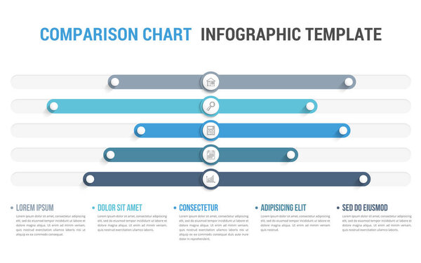 Comparison chart with five elements and legend, infographic template for web, business, presentations, vector eps10 illustration