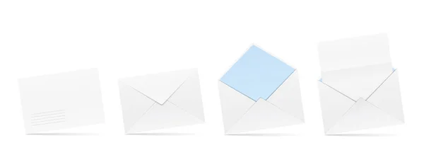 Enveloppes Ouvertes Fermées Enveloppe Avec Papier Illustration Vectorielle Eps10 — Image vectorielle