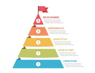 Başarı kavramına beş adım, piramit bilgi şablonu vektör eps10 illüstrasyon