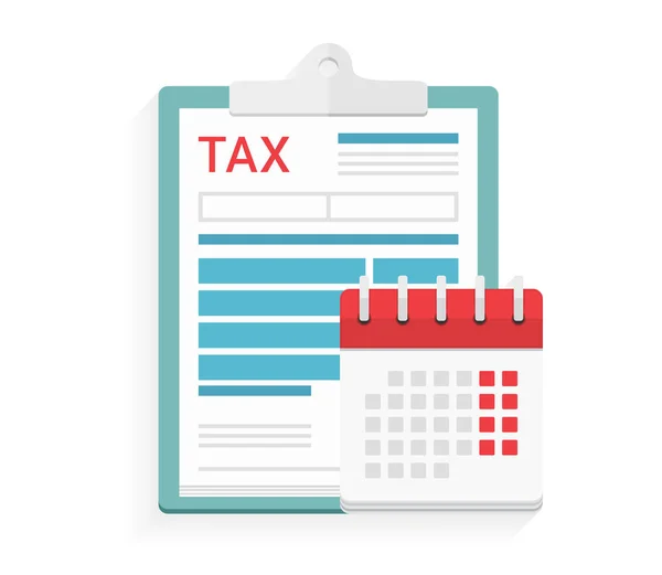 Tax Form Clipboard Calendar Tax Declaration Vector Eps10 Illustration — Stock Vector