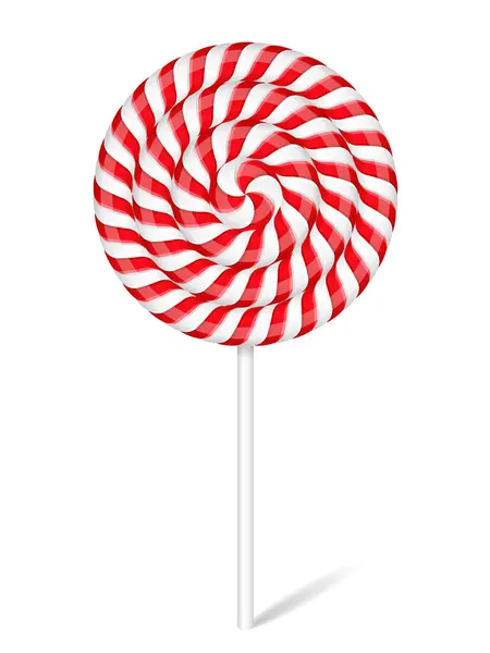 红色和白色条纹甜甜的糖 棒棒糖 Eps10 — 图库矢量图片