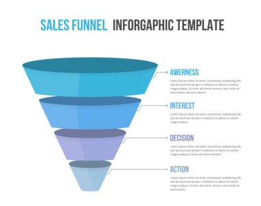 Funnel diagram with 4 elements, infographic template for web, business, presentations, vector eps10 illustration