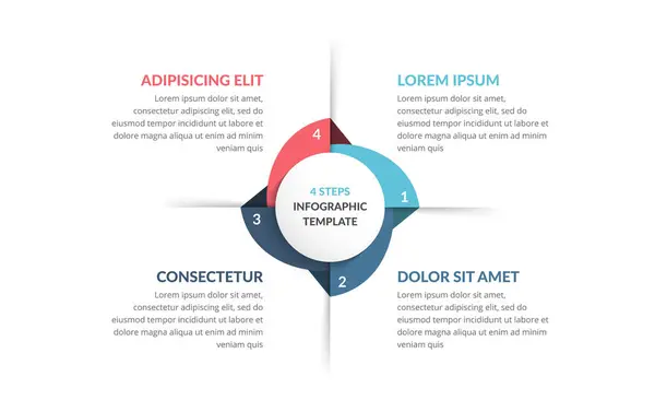Circle Infographic Template Four Steps Options Process Chart Vector Eps10 Royalty Free Stock Vektory