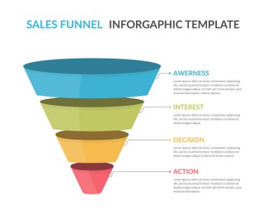 Funnel diagram with 4 elements, infographic template for web, business, presentations, vector eps10 illustration