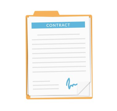 Folder with documents with signature, contract, white background, vector eps10 illustration clipart