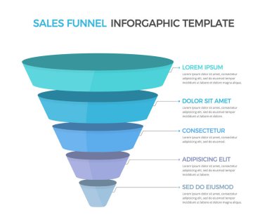 Funnel diagram with 5 elements, infographic template for web, business, presentations, vector eps10 illustration