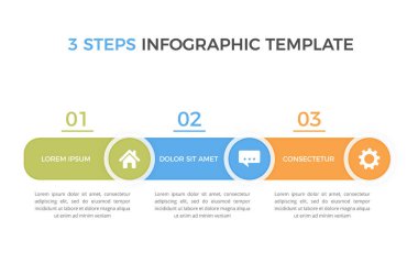 Simgeleri ve metni olan 3 elementi içeren bilgi şablonu, vektör eps10 illüstrasyonu