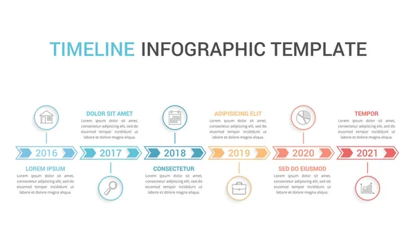 Horizontal Timeline Template Six Arrows Infographic Template Web Business Presentations Royalty Free Stock Vectors
