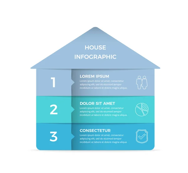 具有房子的Infographic模板分为三个元素 分别用于文本和图标 矢量Ep10插图 图库矢量图片