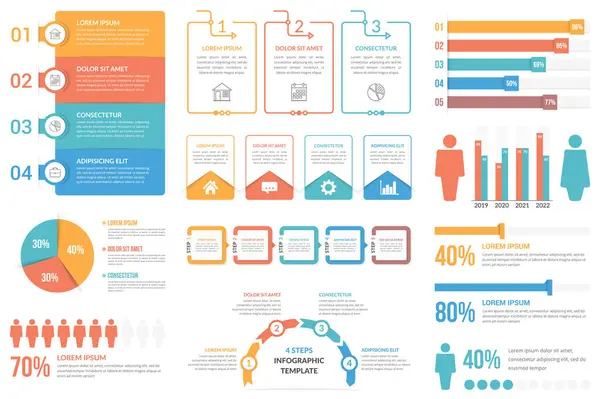 Infografikai Elemek Lépések Opciók Százalékok Emberek Infografikája Pite Chart Bar Stock Illusztrációk