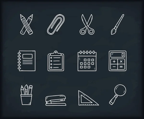 Stationery Icons Hand Drawn Doodle Style Office Supplies Icons Vector Stock Vector