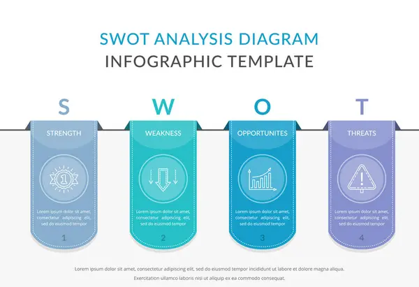 Диаграмма Swot Анализа Инфографический Шаблон Векторная Иллюстрация Eps10 Лицензионные Стоковые Векторы