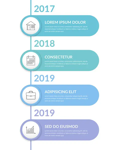 Vertical Timeline Infographics Four Elements Icons Text Vector Eps10 Illustration Vector Graphics
