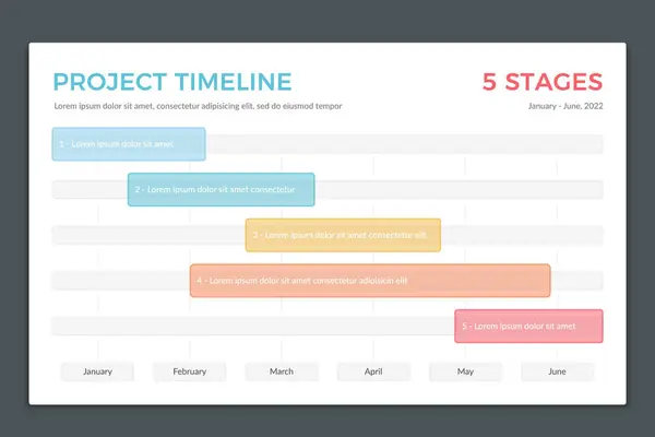 Gantt Chart Project Timeline Five Stages Infographic Template Vector Eps10 Ліцензійні Стокові Ілюстрації