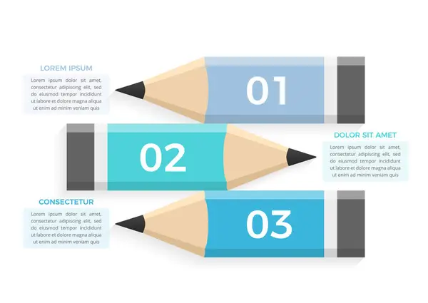 Oktatás Infografika Három Ceruzával Szöveggel Vektor Eps10 Illusztráció Stock Illusztrációk