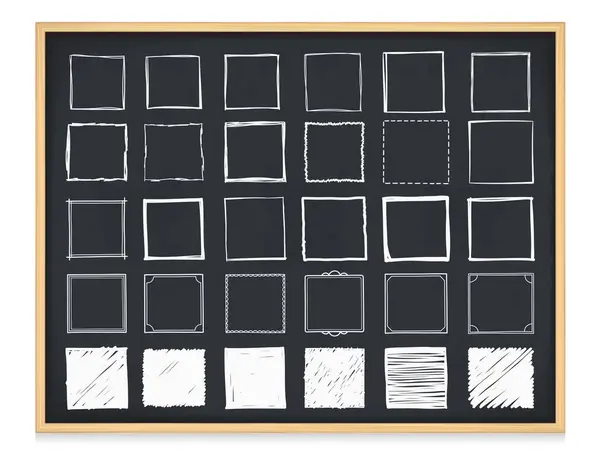 ブラックボード上の手描きの落書きの四角いフレームのセット ベクトルEps10イラスト ロイヤリティフリーストックベクター