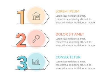 Three numbers with arrows and place for your text, three steps - infographic template, vector eps10 illustration