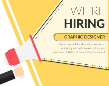 Konsept kiralıyoruz. Metnin için megafon kullanıyoruz. Vektör eps10 illüstrasyon.