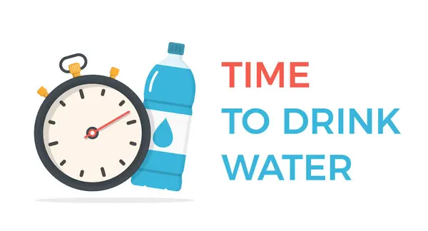 Time Drink Water Concept Water Bottle Stopwatch Vector Eps10 Illustration Ilustraciones de stock libres de derechos