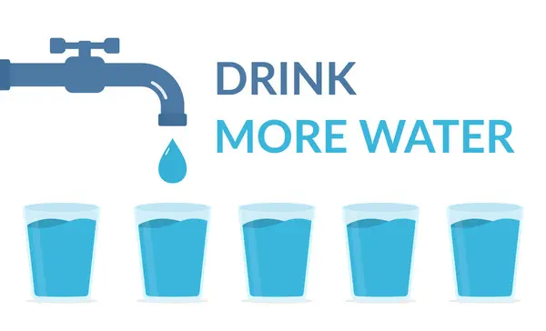 Drink More Water Concept Tap Glasses Water Vector Eps10 Illustration ストックベクター