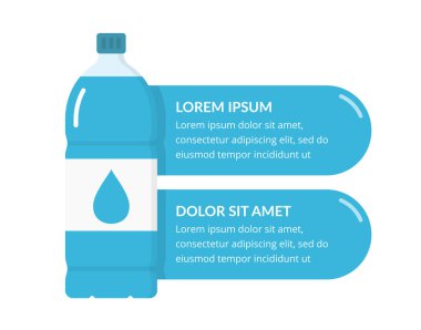 Metin için iki elemente sahip su şişesi, bilgi şablonu, vektör eps10 illüstrasyon