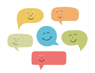 Speech bubbles with handdrawn smiles, vector eps10 illustration clipart