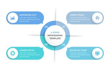 Metinleriniz ve simgeleriniz, bilgi şablonu, vektör eps10 illüstrasyonunuz için 4 basamaklı çember diyagramı