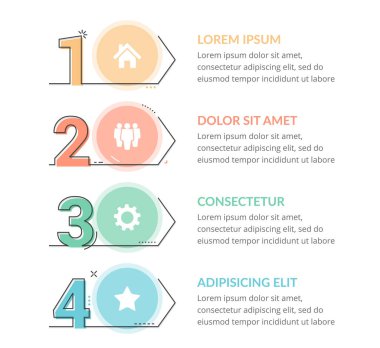 Four numbers with arrows and place for your text, four steps - infographic template, vector eps10 illustration