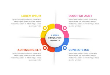 Metniniz, vektör eps10 illüstrasyonunuz için 4 ögeye sahip çember bilgi şablonu