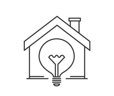 Bir evdeki ampul - çizgi simgesi, vektör eps10 illüstrasyon