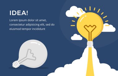 Ampulün bir roket, başlangıç konsepti, vektör Ep10 illüstrasyonu olduğu fikir kavramı