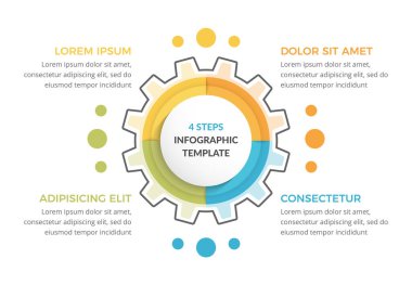 4 adım, daire diyagramı, vektör Eps10 illüstrasyonlu çember bilgi şablonu