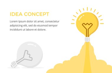 Ampulün bir roket, başlangıç konsepti, vektör Ep10 illüstrasyonu olduğu fikir kavramı