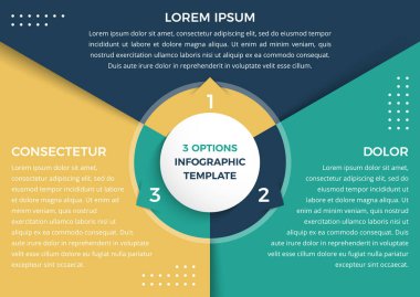 Üç adım veya seçenekli bilgi şablonu, daire diyagramı, vektör eps10 illüstrasyonu