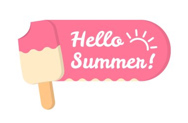 Merhaba yaz metniyle dondurma, vektör eps10 illüstrasyon