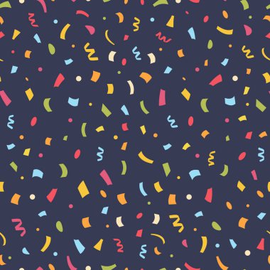 Koyu arkaplanda konfeti olan kusursuz desen, vektör eps10 illüstrasyon