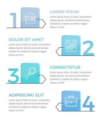 Simgeleriniz ve metinleriniz için 4 seçenekli bilgi şablonu, vektör eps10 illüstrasyonu