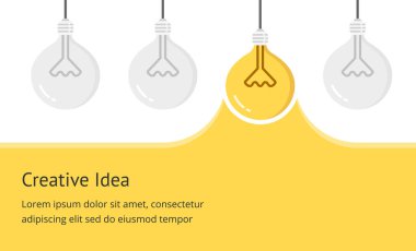 Metnin, fikrin, vektör eps10 illüstrasyonun için parlayan ampul ve yer