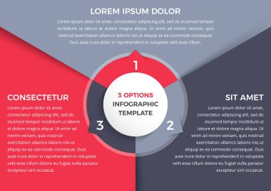 Üç adım veya seçenekli bilgi şablonu, daire diyagramı, vektör eps10 illüstrasyonu
